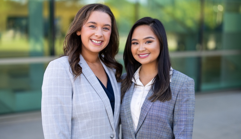 Student's smiling for a photo